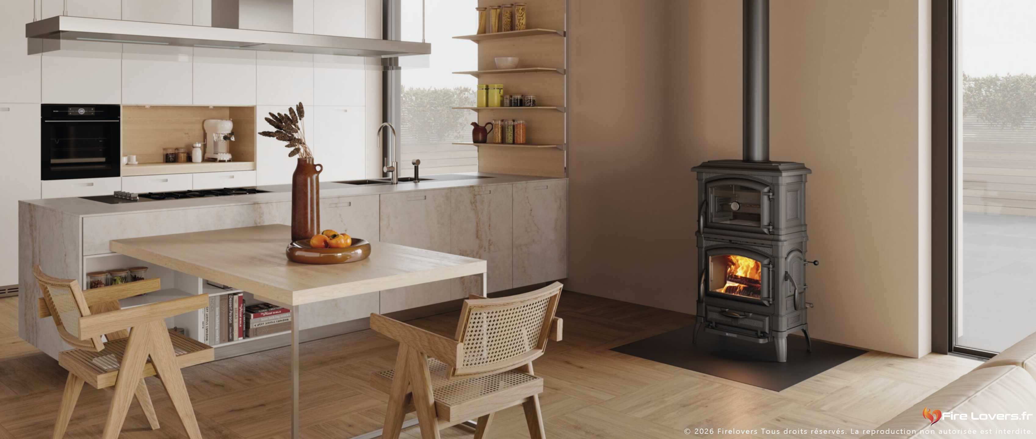 La Nordica ISETTA FORNO — Poêle à bois avec four en fonte émaillée